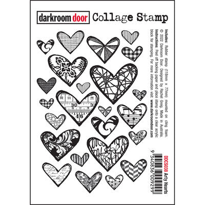 Darkroom Door Collage Stamp - DDCS038 Arty Hearts