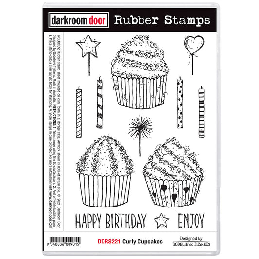 Darkroom Door Rubber Stamp Set - DDRS221 Curly Cupakes