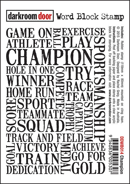 Darkroom Door - DDWB014 Champion Word Block Stamp**