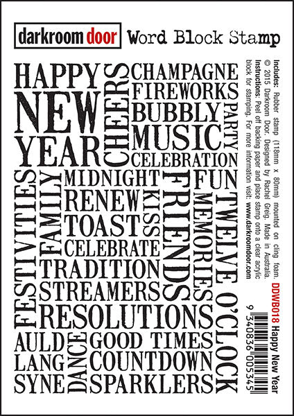 Darkroom Door - DDWB018 Happy New Year Word Block Stamp**