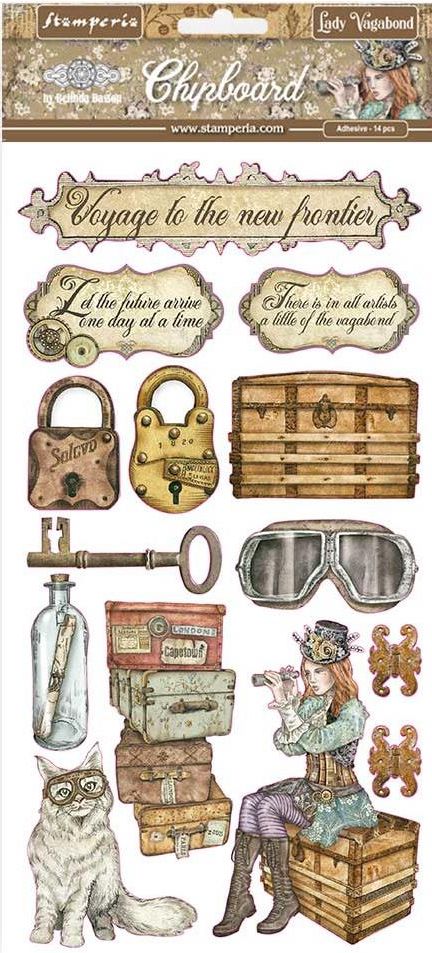 Stamperia - DFLCB18 Adhesive Chipboard, Lady Vagabond