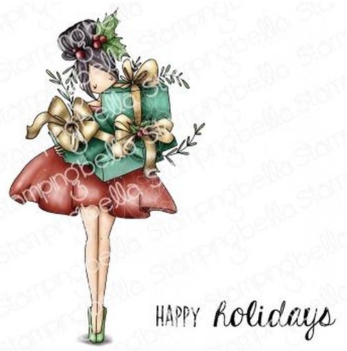 Stamping Bella - EB1049 Curly Girl with Holiday Gift.....2 only