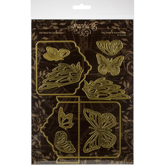Graphic 45 - Let It Bee - G4501981 Tag, Pocket and Butterfly die set
