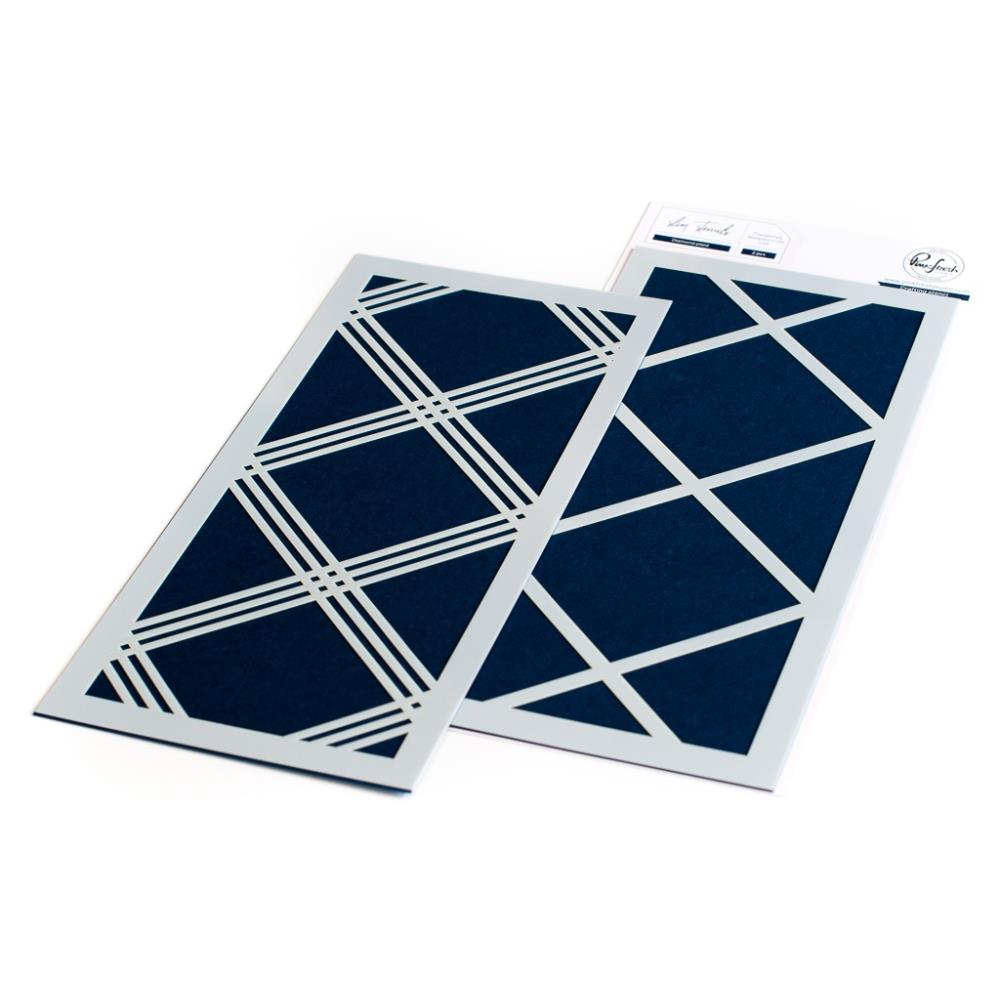 PinkFresh Studio - PFST06 4x9 2pk Diamond Plaid Layering Stencil