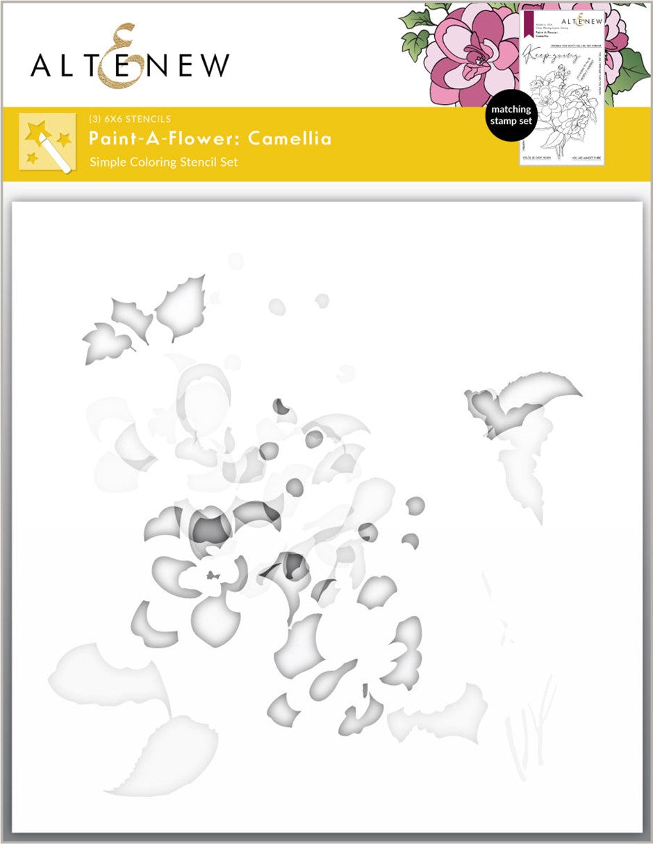 Altenew - Paint A Flower: Camellia Stamp set &Simple Colouring Stencil 3 in 1