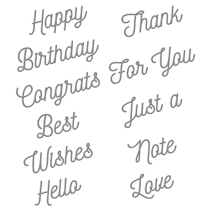 Spellbinders S4-1168 Smooth Lines Mix & Match Sentiments Etched Dies from the Be Bold Collection.......