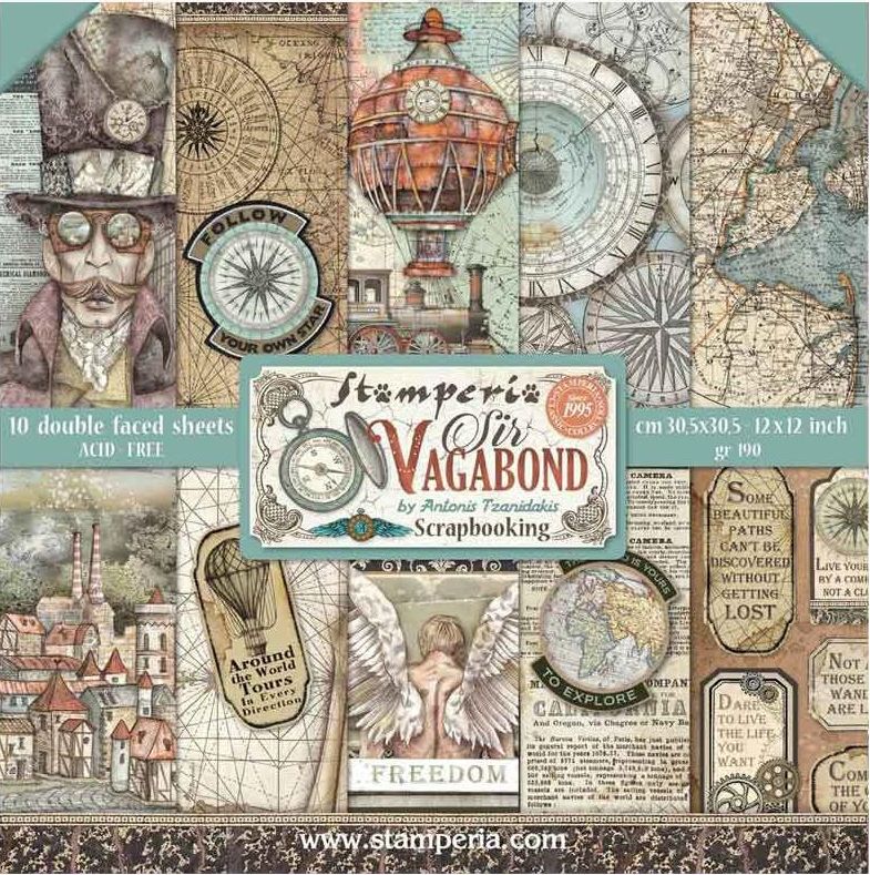 Stamperia SBBS25 Sir Vagabond 8x8" Paper Pad