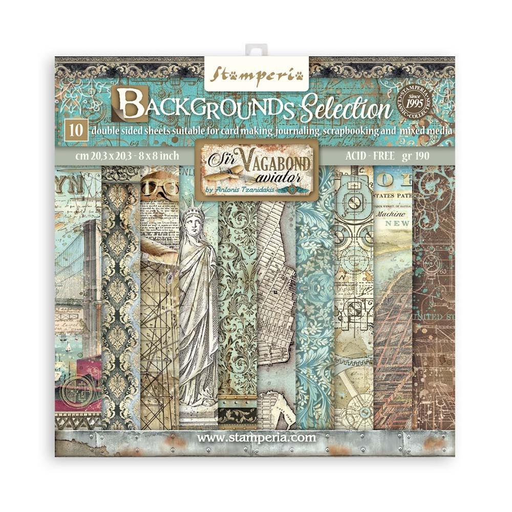 Stamperia - Sir Vagabond Aviator - 8x8 Backgrounds paper pad SBBS63