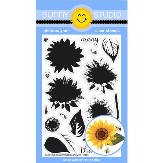 Sunny Studio Stamps - Sunflower Fields stamp & die set