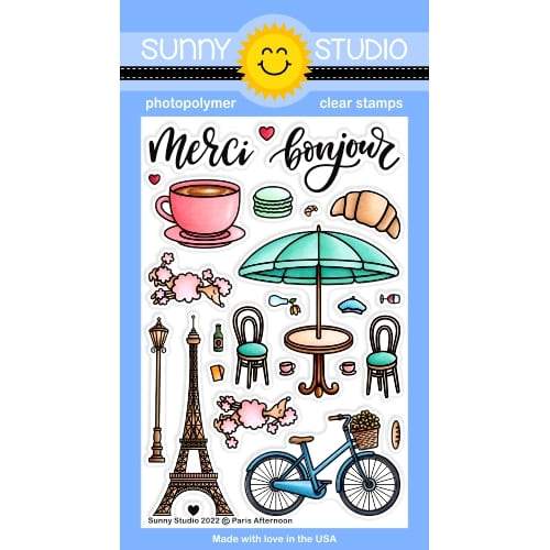Sunny Studio Stamps - Paris Afternoon stamp & die set - 1 only.......