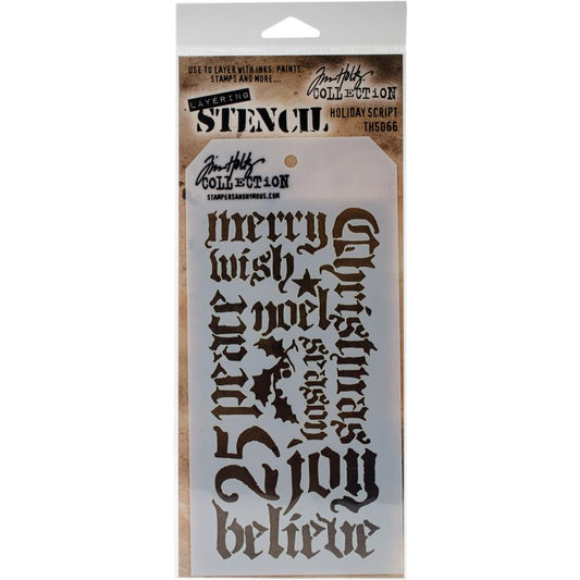 Tim Holtz Stencil - THS066 Holiday Script - sold out
