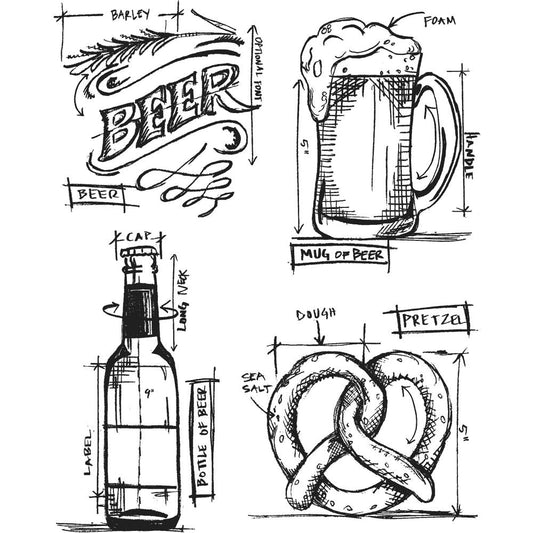 Tim Holtz/Stampers Anonymous CMS334 Beer Blueprint..*
