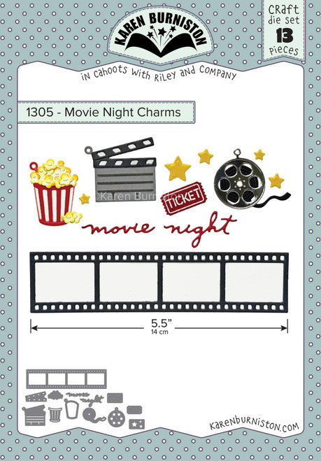 Karen Burniston Die set - 1305 Movie Night Charms***