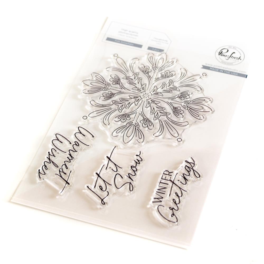 PinkFresh Studio - Folk Snowflake (stamp, die and stencil set)