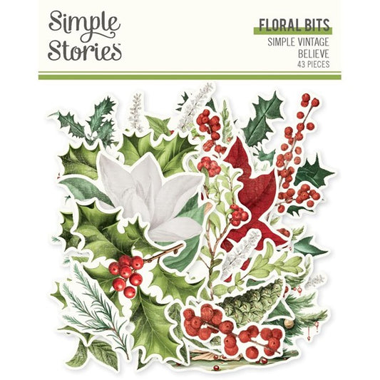 Simple Stories - Simple Vintage Believe - 25526 Bits & Pieces Die-Cuts: Floral