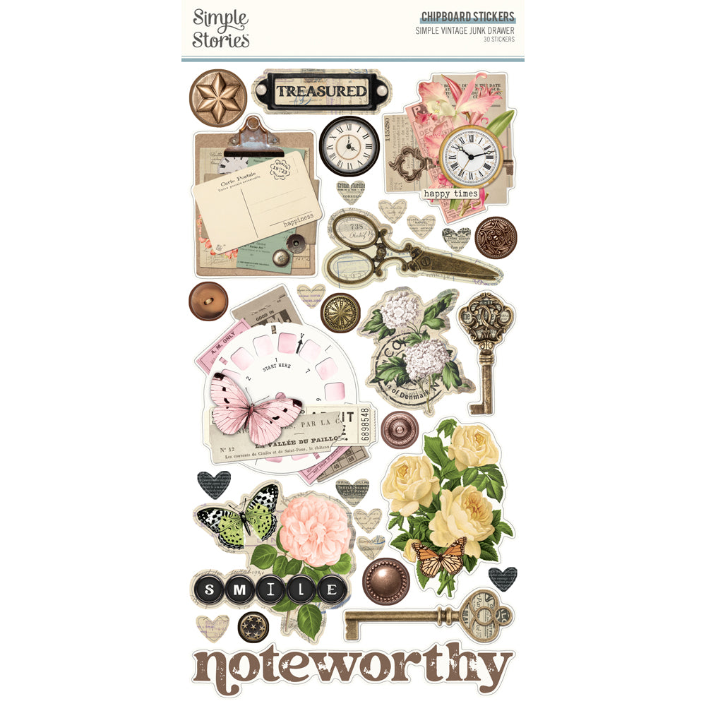 Simple Stories - 26024 Junk Drawer 6x12 Chipboard set