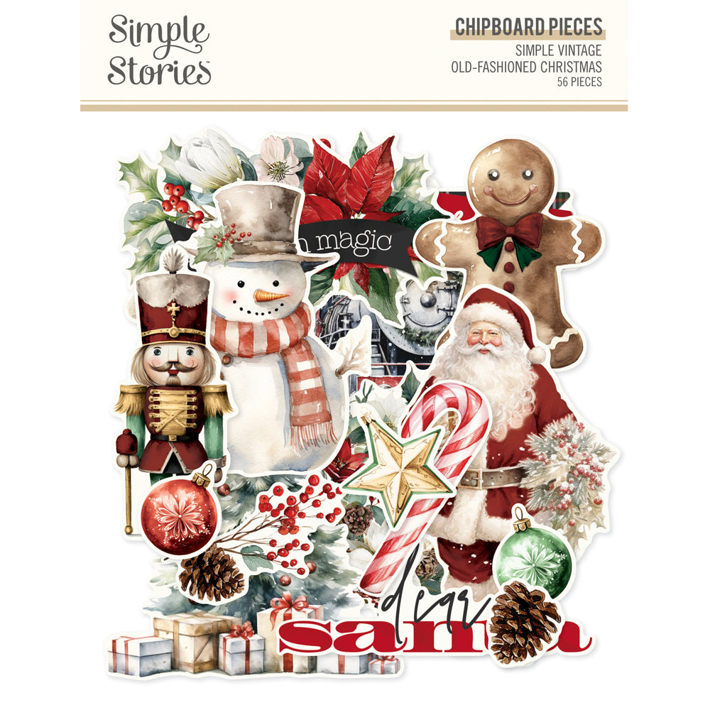 Simple Stories - Simple Vintage Old-Fashioned Christmas Chipboard Pieces 27625