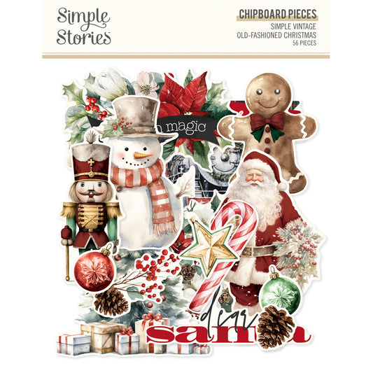 Simple Stories - Simple Vintage Old-Fashioned Christmas Chipboard Pieces 27625