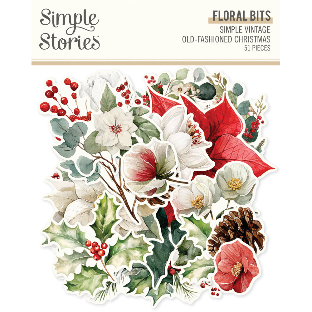 Simple Stories - Simple Vintage Old-Fashioned Christmas Floral Bits & Pieces 27628