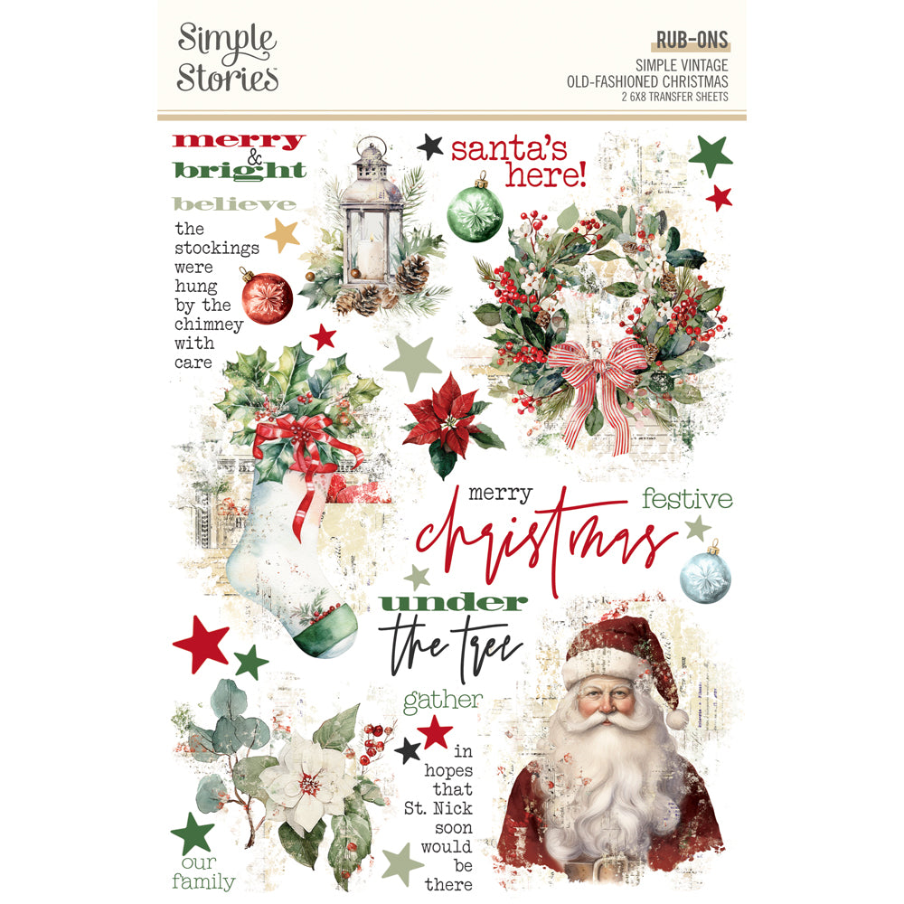 Simple Stories - Simple Vintage Old-Fashioned Christmas Rub-Ons 27629