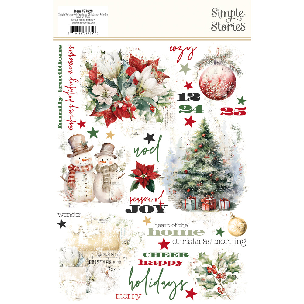 Simple Stories - Simple Vintage Old-Fashioned Christmas Rub-Ons 27629