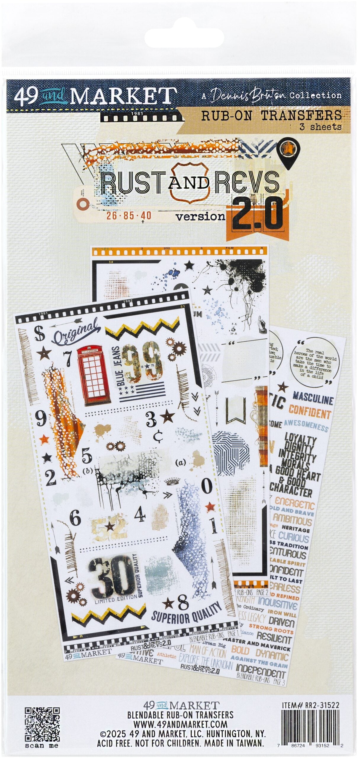 49 & Market - Rust & Revs 2 - Rub-On Transfers 31522