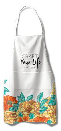 Altenew - Artsy Apron - Orange and Yellow Billowing Peonies - White