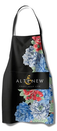 Altenew - Artsy Apron - Red & Blue Billowing Peonies - Black