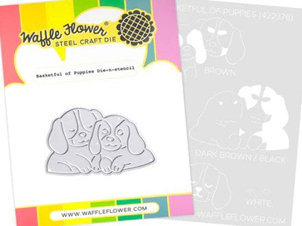 Waffle Flower Designs - Basketful of Puppies Die 'n Stencil***
