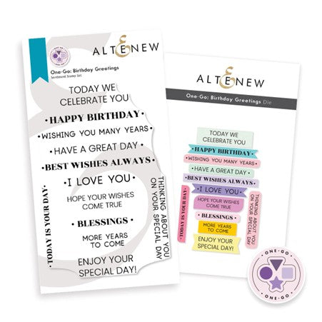 Altenew - One Go: Birthday Greeting (stamp and die set)