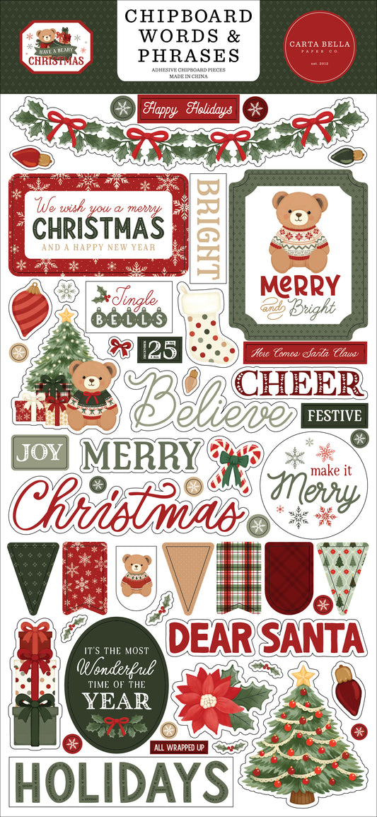 Carta Bella - Have A Beary Christmas 6x13 Chipboard Words & Phrases 518022
