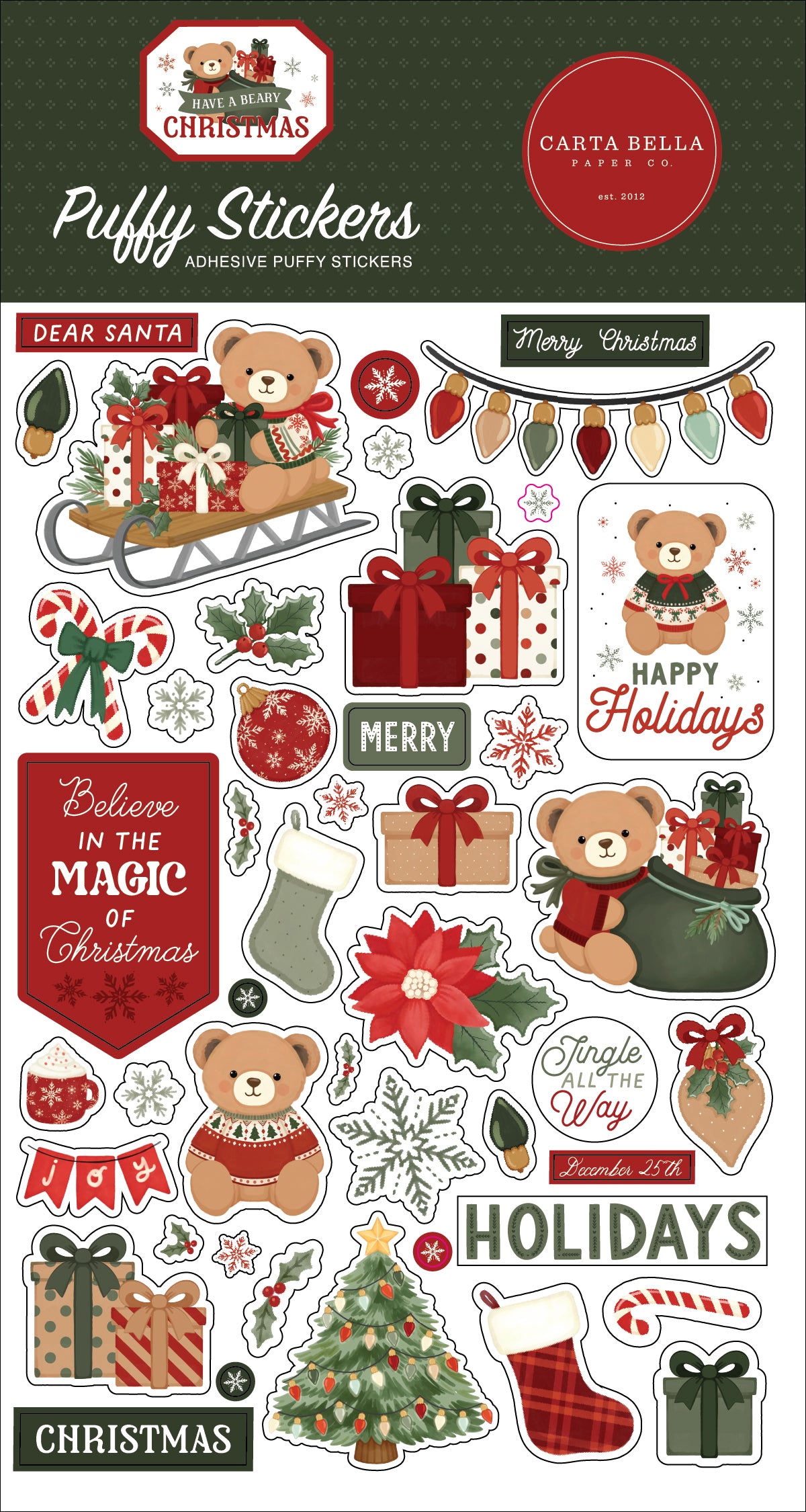 Carta Bella - Have A Beary Christmas Puffy Stickers 518066…