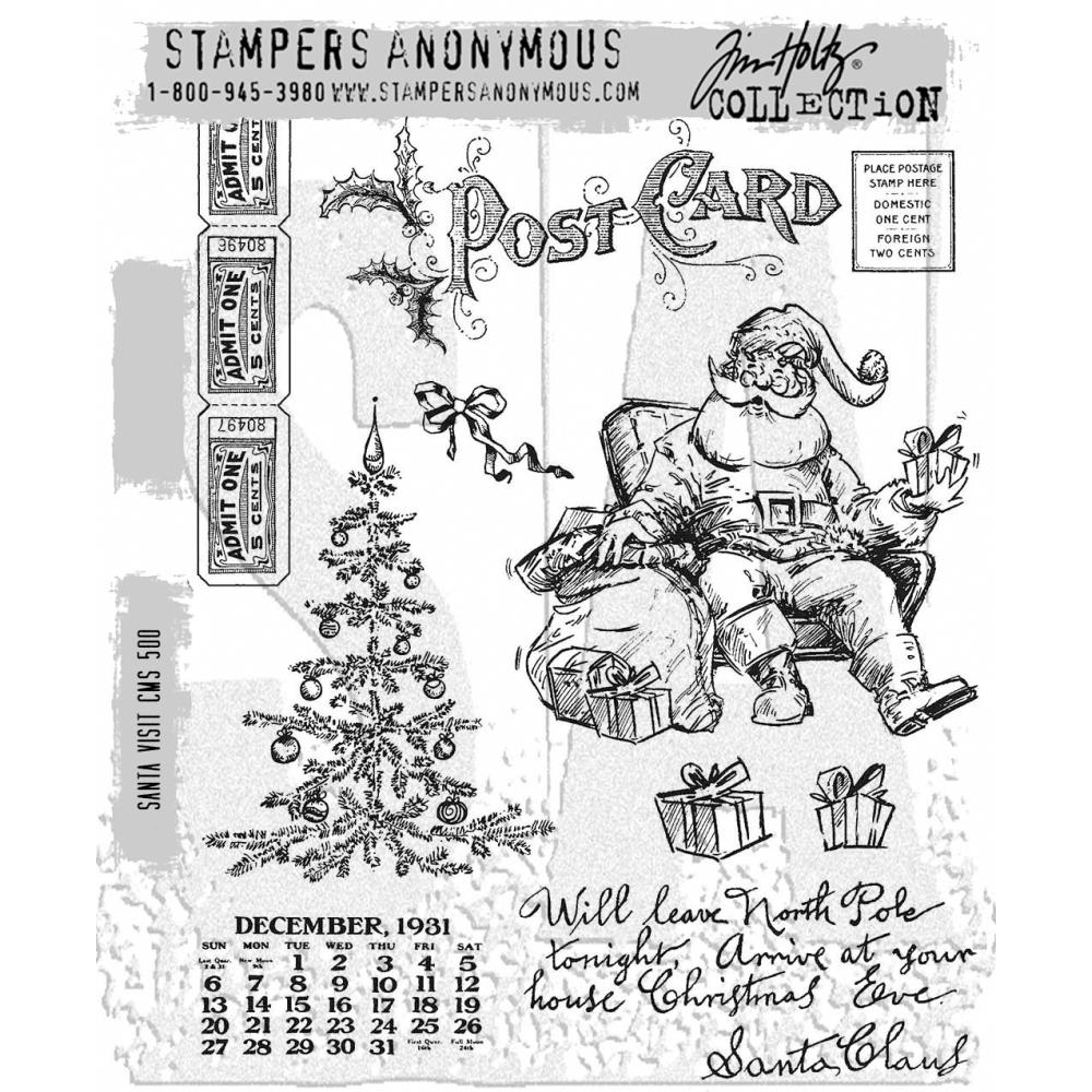 Tim Holtz / Stampers Anonymous -CMS500 Santa Visit