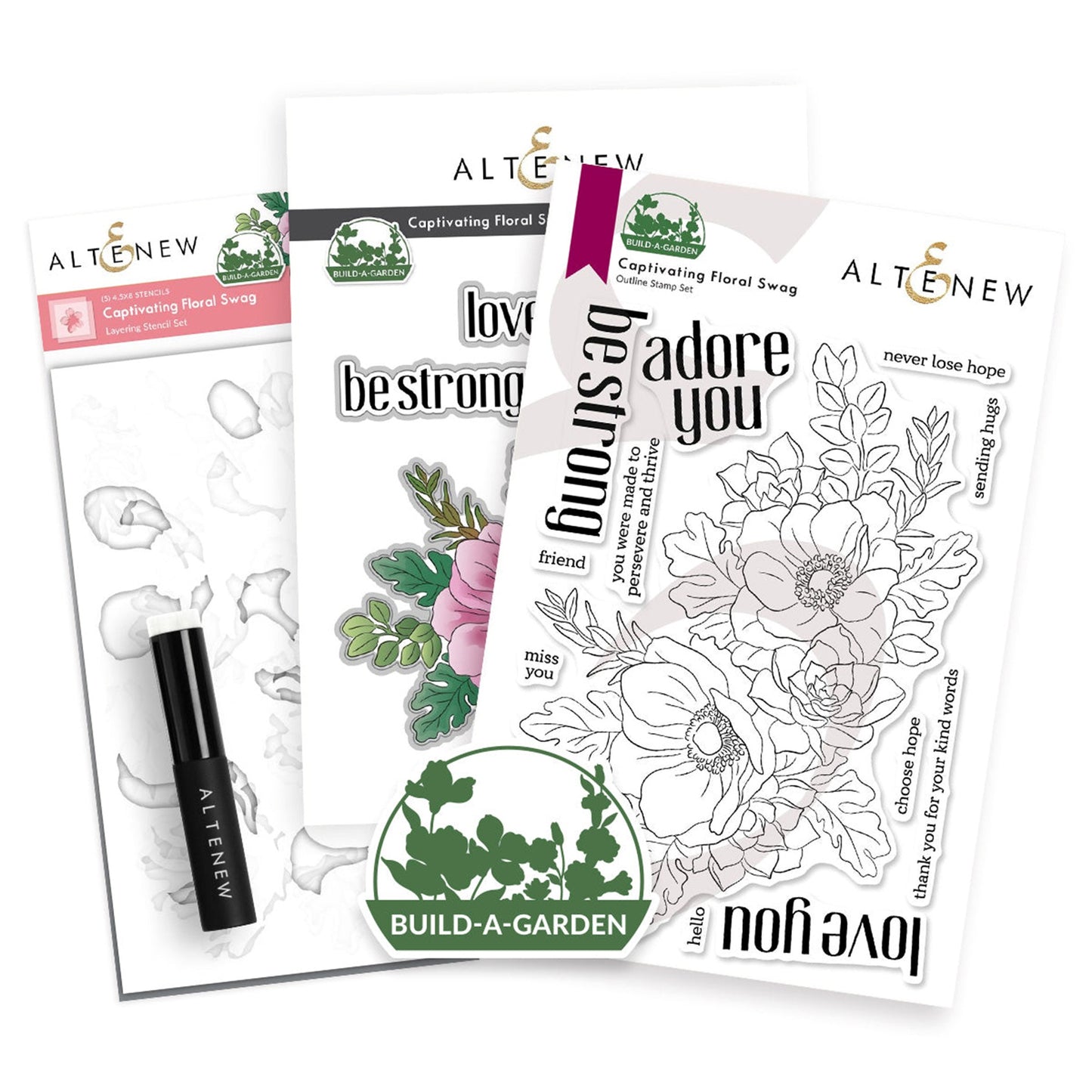 Altenew - Build A Garden - Captivating Floral Swag (stamp, die, stencil    and blending brush)***