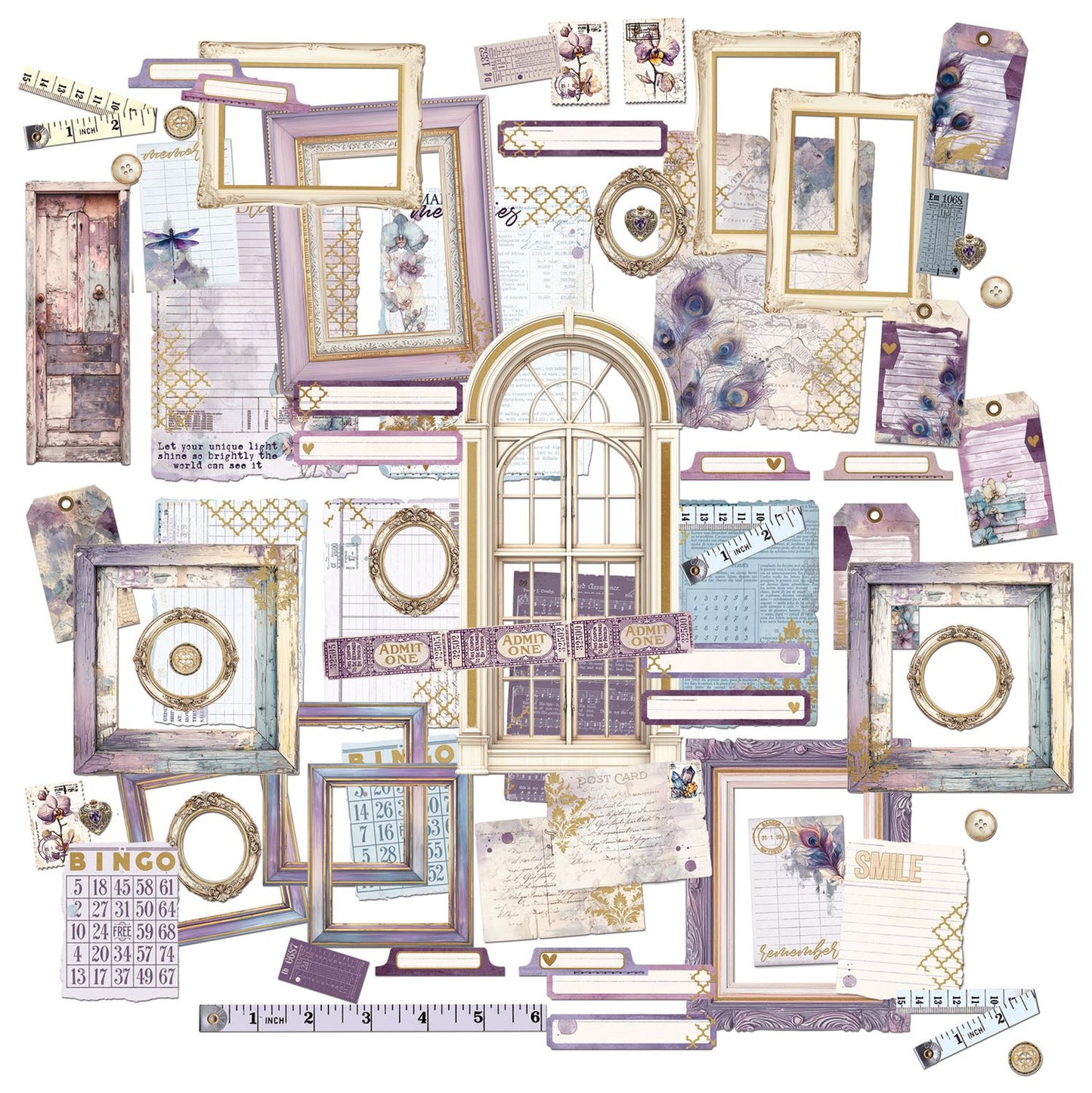 49& Market - Plume & Petal Ephemera and Frames pack DPP-35223