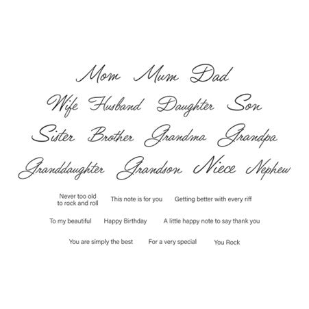 Spellbinders Family Musical Mix Greetings Stamp set (STP-257)