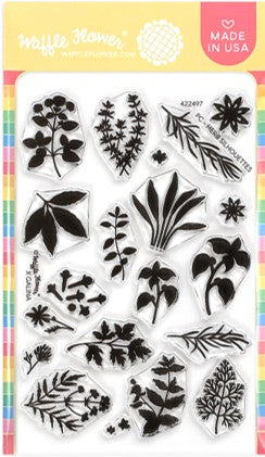 Waffle Flower - Postage Collage Herb Silhouette Stamp set - 422497