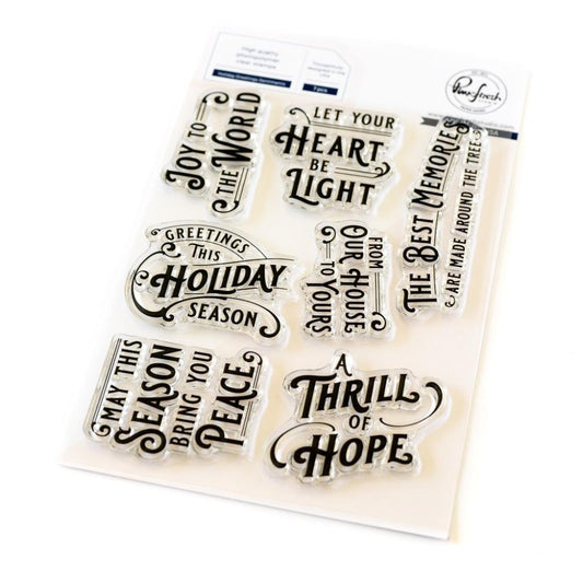 PinkFresh Studios - Holiday Greetings Sentiments (stamp and die set)