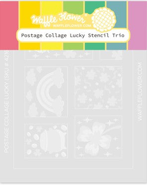 Waffle Flower - Postage Collage Lucky Stencil Trio