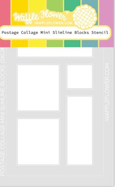 Waffle Flower - Postage Collage Mini Slimline Blocks Stencil