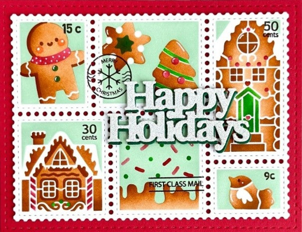 Waffle Flower - Postage Collage Gingerbread Stencil