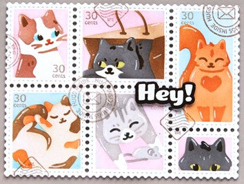 Waffle Flower - Postage Collage Meow Stencil***