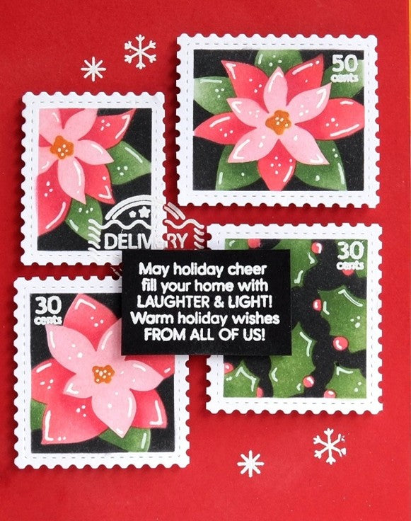 Waffle Flower - Postage Collage Poinsettia Stencil