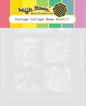 Waffle Flower - Postage Collage Meow Stencil***
