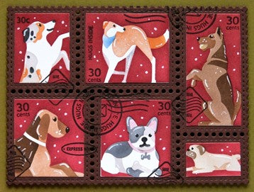 Waffle Flower - Postage Collage Woof Stencil****