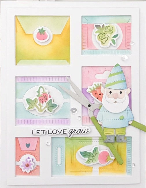 Waffle Flower - Postage Collage Seeds Stencil - 422475