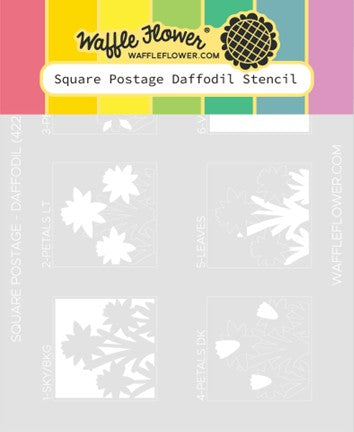 Waffle Flower - Square Postage Daffodil Stencil