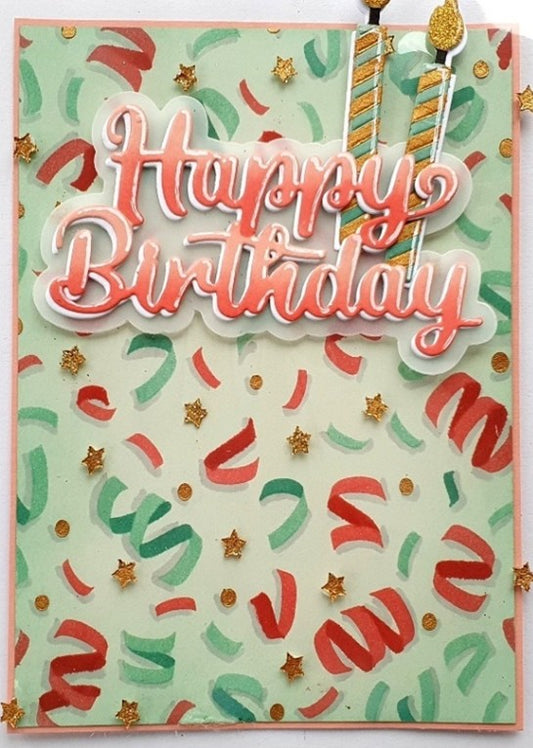 Waffle Flower - Happy Birthday Script Word Die