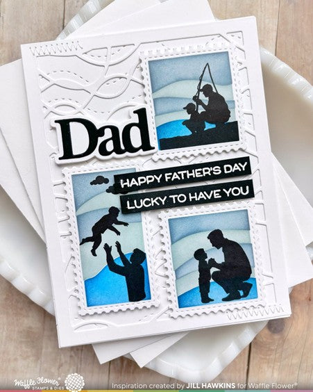 Waffle Flower - Stamp Postage Collage Dad Silhouette
