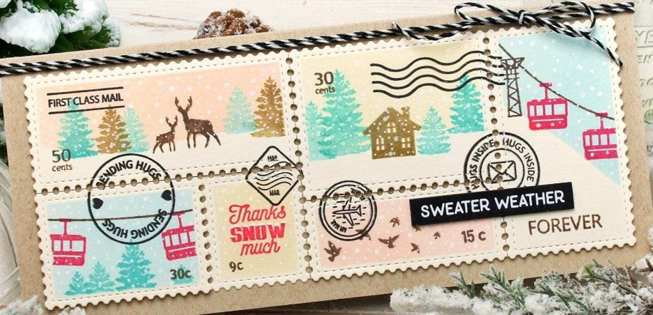 Waffle Flower - Postage Collage Slimline Die